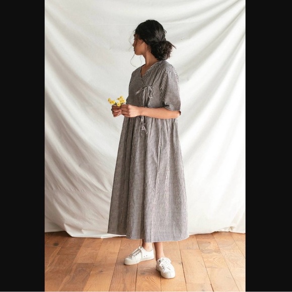 Olive Clothing Faye Ribbon Dress Cotton Gingham Ties UK - Picture 3 of 13